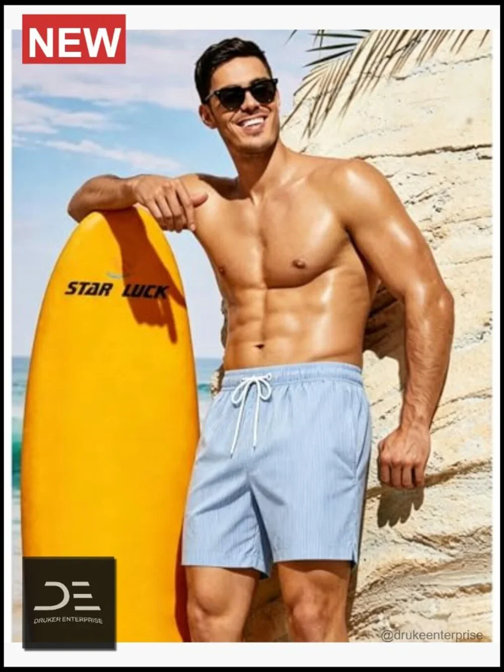 Men's Quick Dry Swim Trunks with Pockets Seersucker Texture